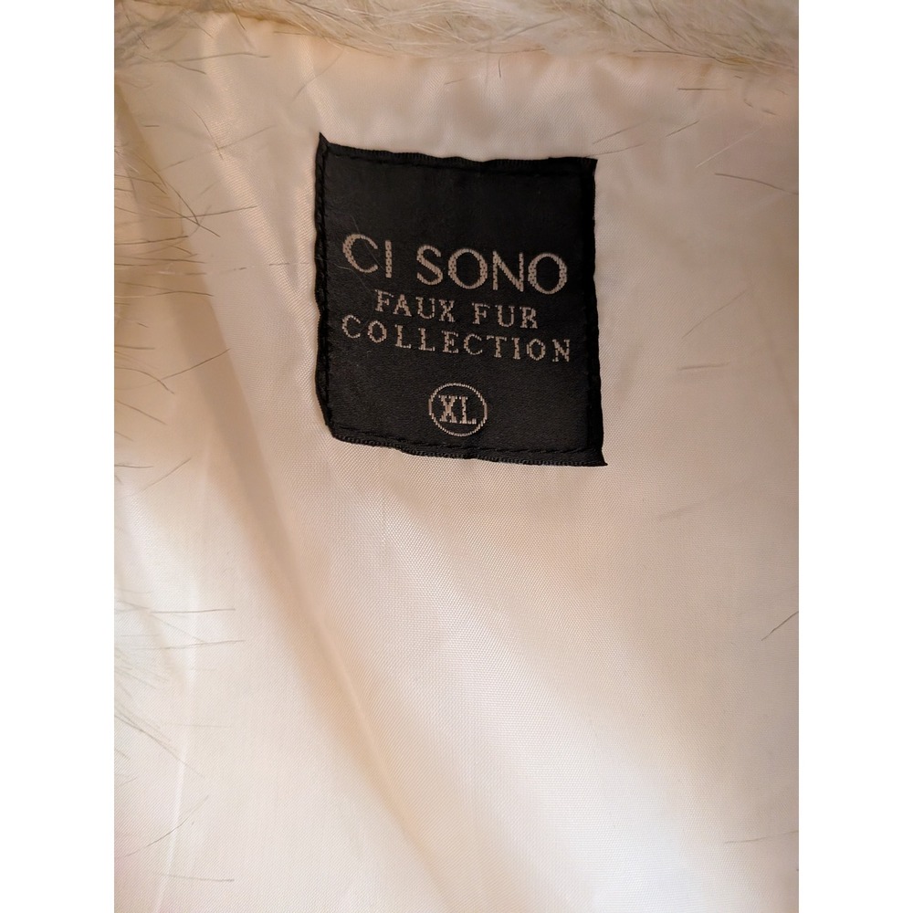 Boho Glam Western Festival CiSono Polar White Gray FauxFur XL Long Vest Pockets - Picture 11 of 11